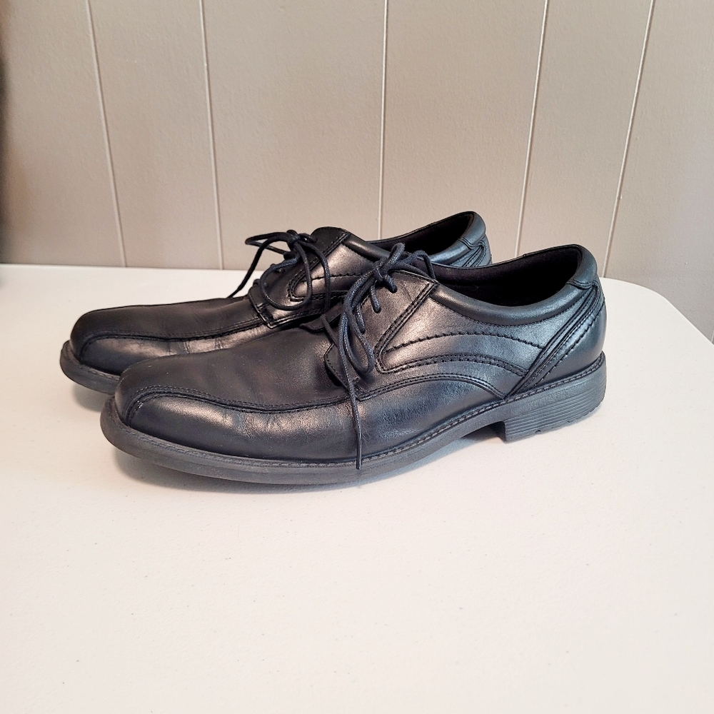 Rockport Men’s Oxford Bike Toe Leather Dress Shoe Black Size 12 Formal Business